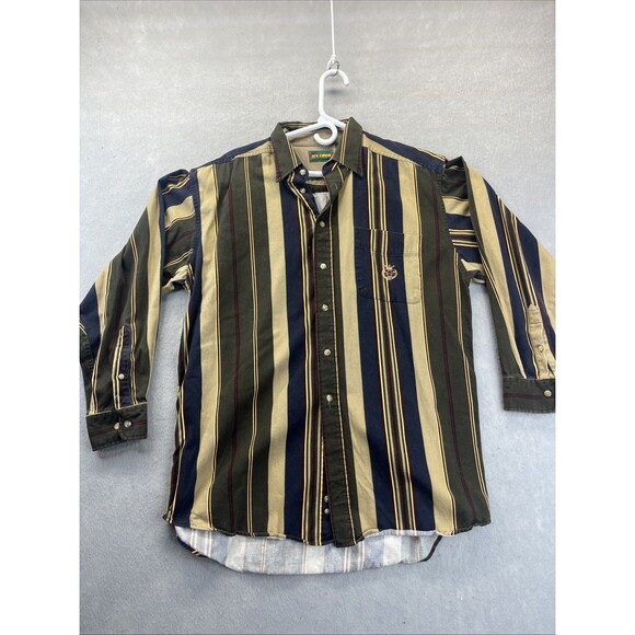 Ivy Crew Shirt Button Up Retro Colorblock Stripes Mens L Vintage 90s - Picture 1 of 13